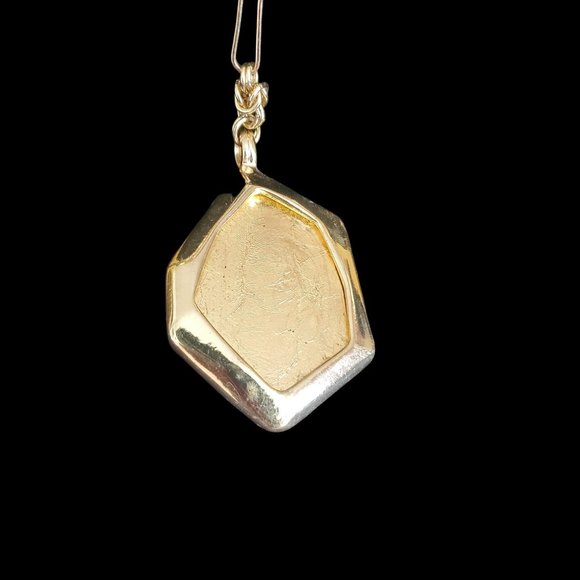 Amber Lucite Gold Plated Necklace - Picture 6 of 6